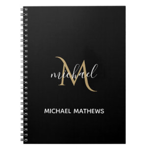 Cahier élégant de luxe Monogramme noir et or