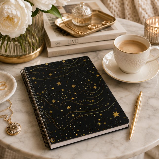 Cahier élégant étoilé nuit or (Créateur téléchargé)