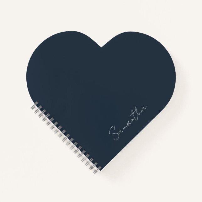 Cahier élégant personnalisé bleu foncé (Devant)