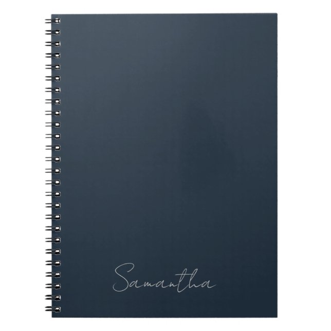 Cahier élégant personnalisé bleu foncé (Devant)