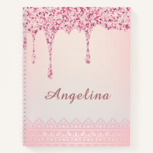 Cahier Élégant Rose Glam Paillettes Dégoulinant