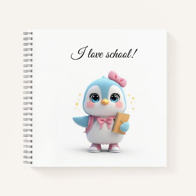 Cahier élève pingouin mignon Kawaii (Devant)