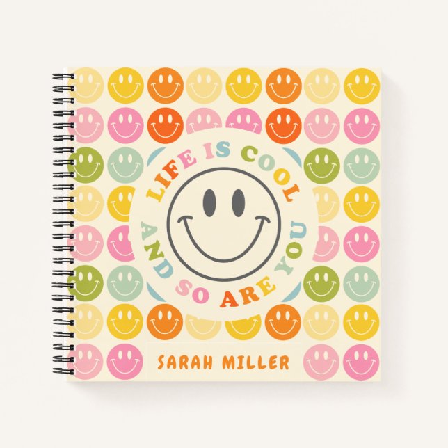 Cahier Emoji Visage Souriant Heureux Life Is Cool (Devant)