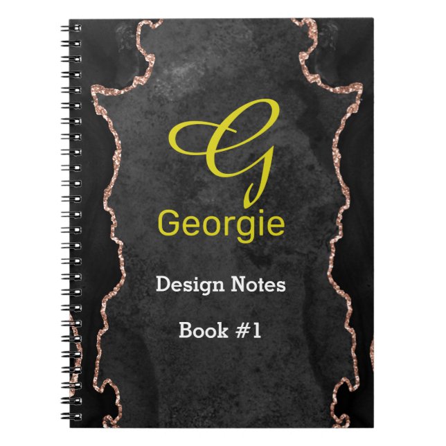 Cahier en Agate Or Noir et Rose (Devant)