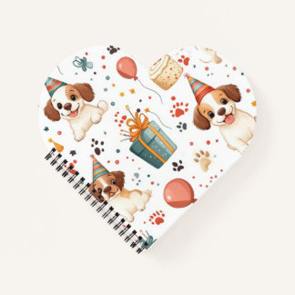 Cahier en forme de cœur avec design d'anniversaire