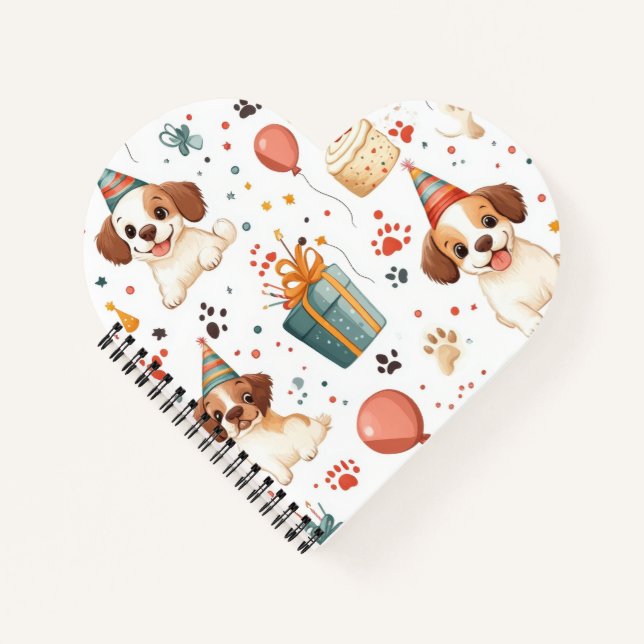 Cahier en forme de cœur avec design d'anniversaire (Devant)