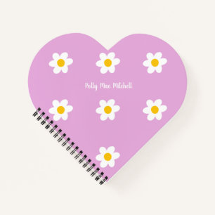 Cahier en forme de cœur en chaîne de marguerites r