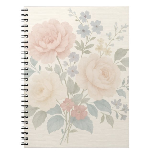 Cahier en lin fleuri vintage (Devant)
