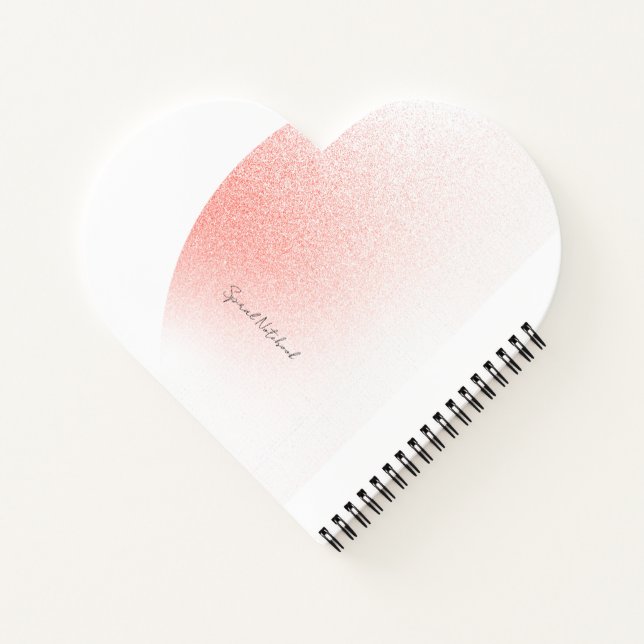 Cahier en spirale de forme cœur de couleur rose co (Dos)