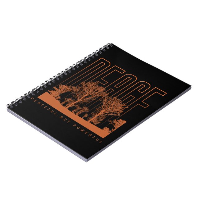 Cahier en spirale noir orange futuriste Paix (Côté gauche)
