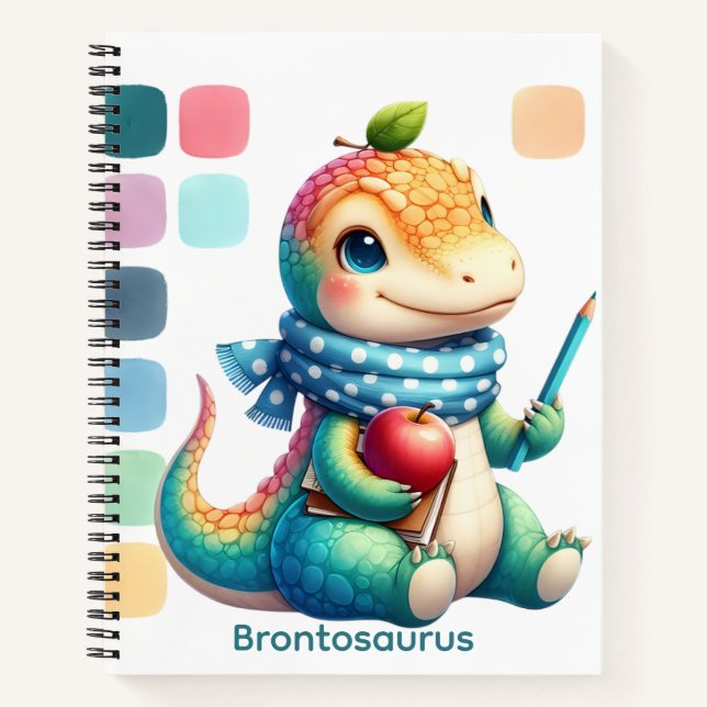 Cahier Enfant Adorable Bébé Brontosaurus (Devant)