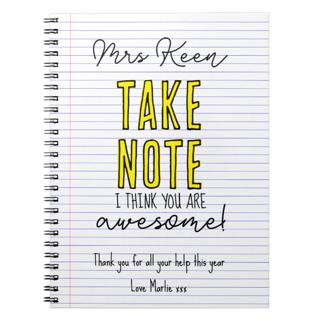 Cahier Enseignant prenez note vous êtes génial tab (Devant)