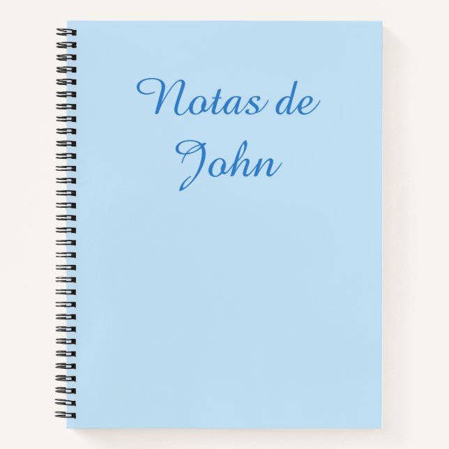 Cahier Espagnol Notas Bleu Glacé Minimaliste (Devant)