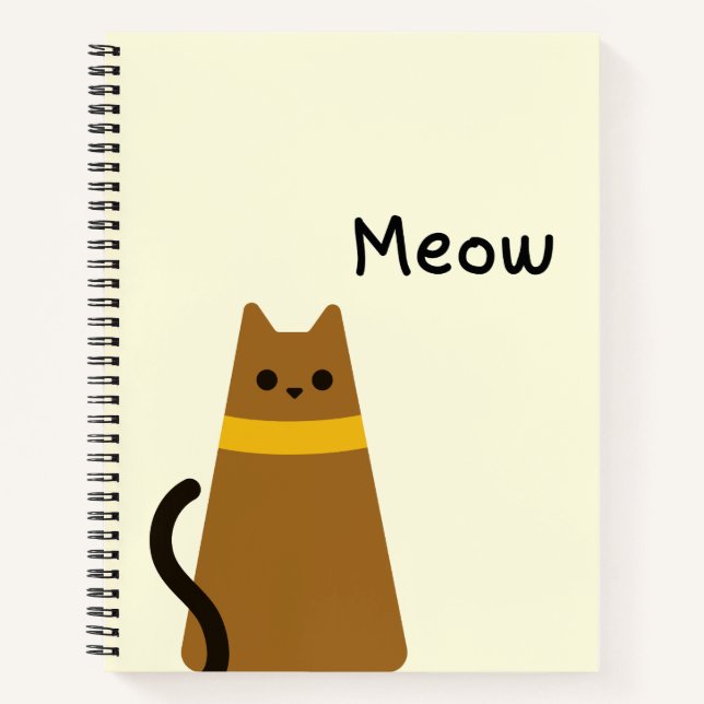 Cahier Esthétique au Chat Brun Mignon Miaou (Devant)