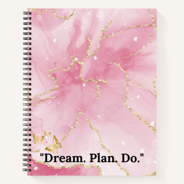 Cahier esthétique en marbre rose moderne (Devant)