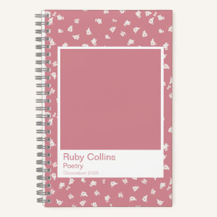 Cahier esthétique floral rose poussiéreux