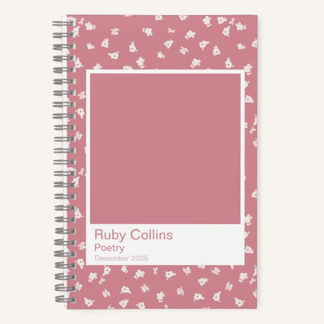 Cahier esthétique floral rose poussiéreux (Recto)