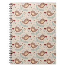 Cahier fantaisiste à motifs d'oiseaux et de fleurs