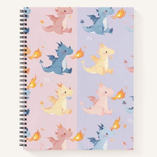 Cahier Fantastique Dragon Coloré Journal Mignon (Devant)