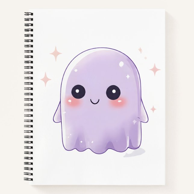 Cahier fantôme Kawaii mignon | Halloween esthétiqu (Devant)