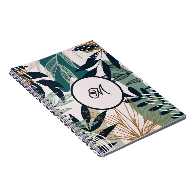 Cahier Feuilles Navy Bleu Tiel Or Bohème (Côté Droit)
