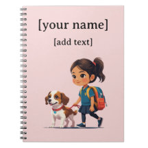 Cahier Fille & Chien – Texte personnalisé