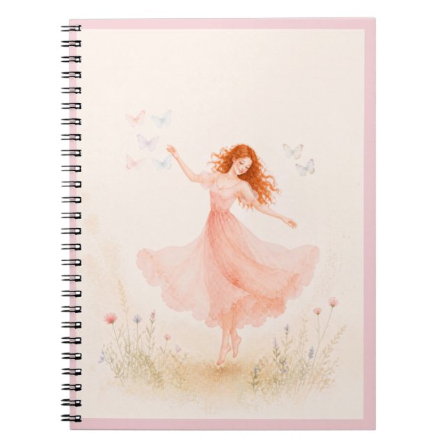 Cahier Fille Danseuse dans une Prairie de Fleurs S (Devant)