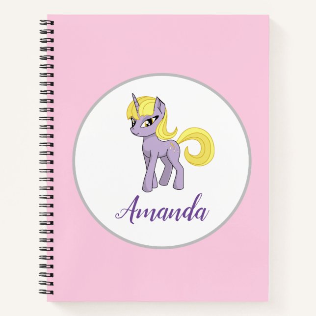 Cahier Fille Licorne Rose Anime   (Devant)