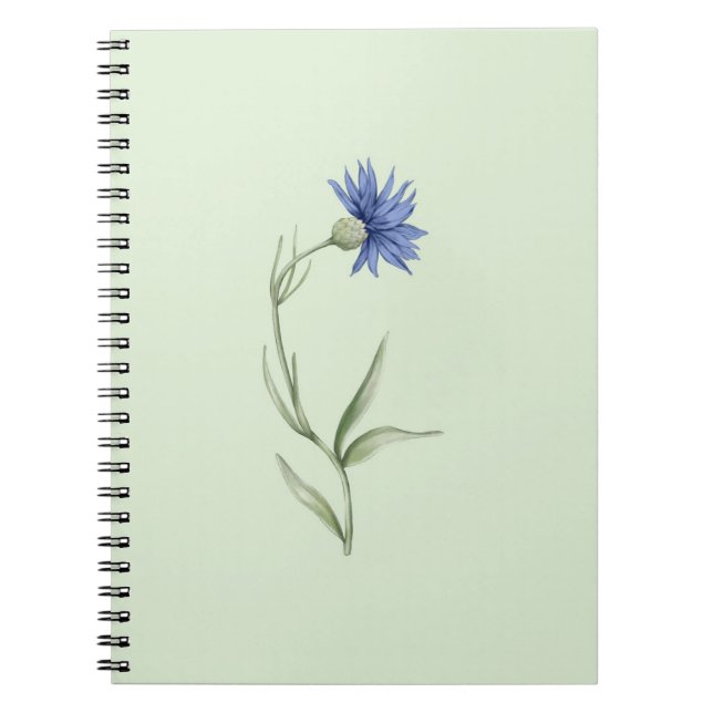 Cahier Fleur Bleue Esthétique Vert (Devant)