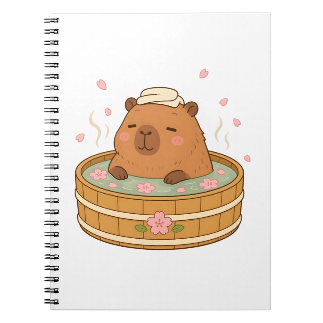Cahier Fleur de Cerisier Capybara Sakura Onsen Mig (Devant)