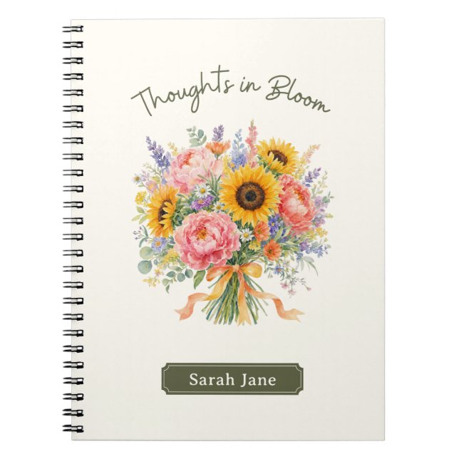 Cahier Fleuriste à Pensées Personnalisées (Devant)