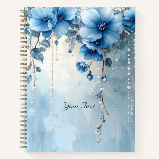 Cahier Fleurs Bleues et Perles
