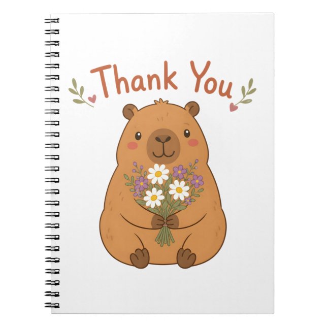 Cahier Fleurs Sauvages Merci Capybara Mignon (Devant)
