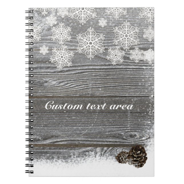 Cahier Flocons de Neige et Cônes de Pin Hiver Rust (Devant)