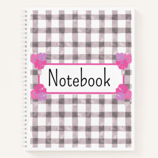Cahier floral à carreaux roses