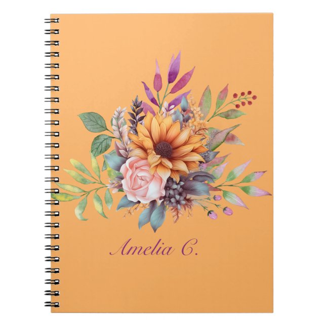 Cahier Floral Aquarelle Ton Péché Rose (Devant)