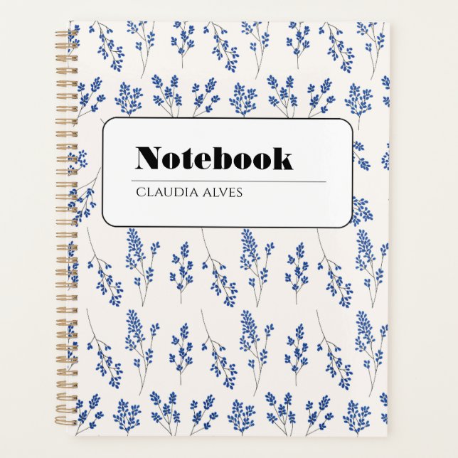 Cahier floral bleu élégant (Devant)