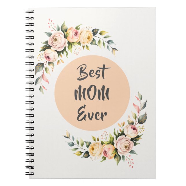 Cahier Floral Élégant Meilleure Maman de Tous les  (Devant)