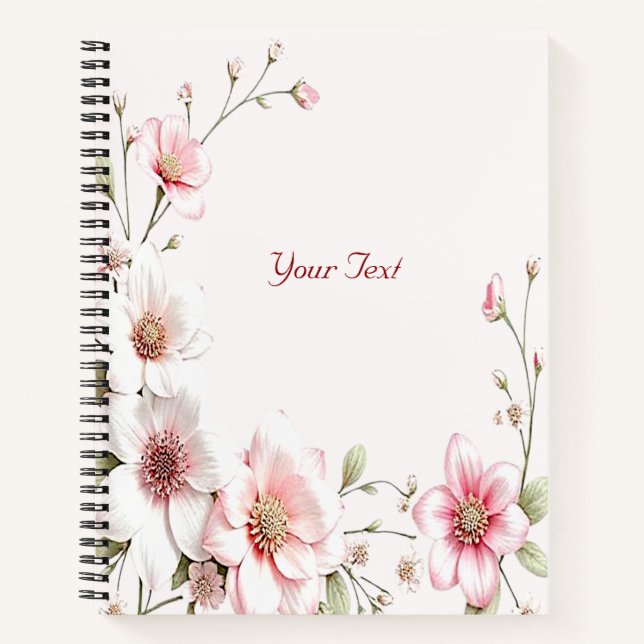 Cahier floral élégant rose blanc (Devant)