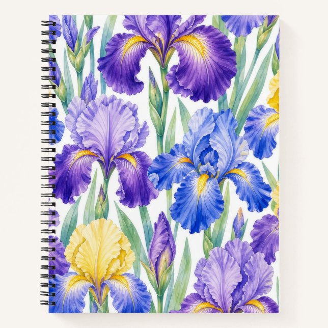 Cahier floral Iris bleu violet et jaune (Devant)