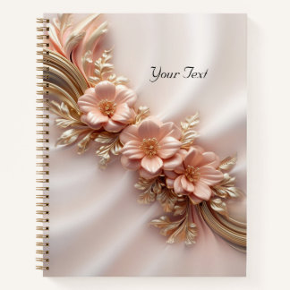 Cahier floral orange pêche élégant