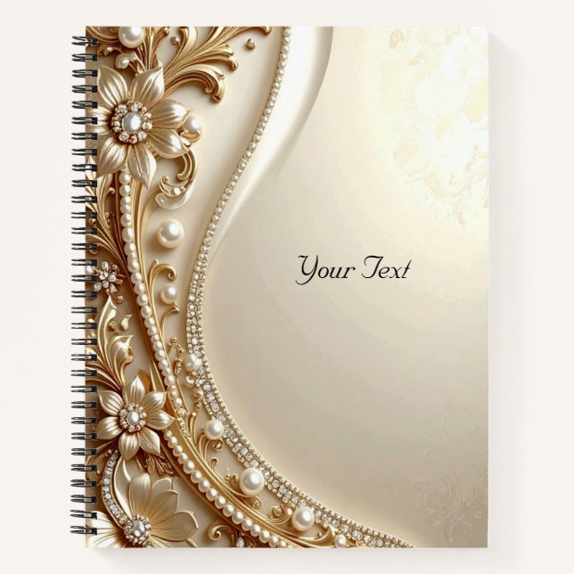 Cahier floral orné élégant en or (Devant)