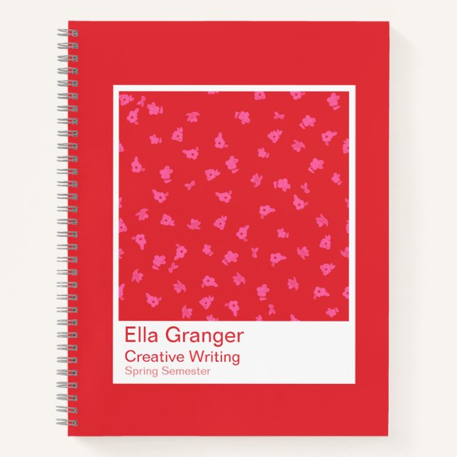 Cahier floral rouge et rose (Devant)