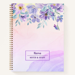 Cahier floral violet romantique