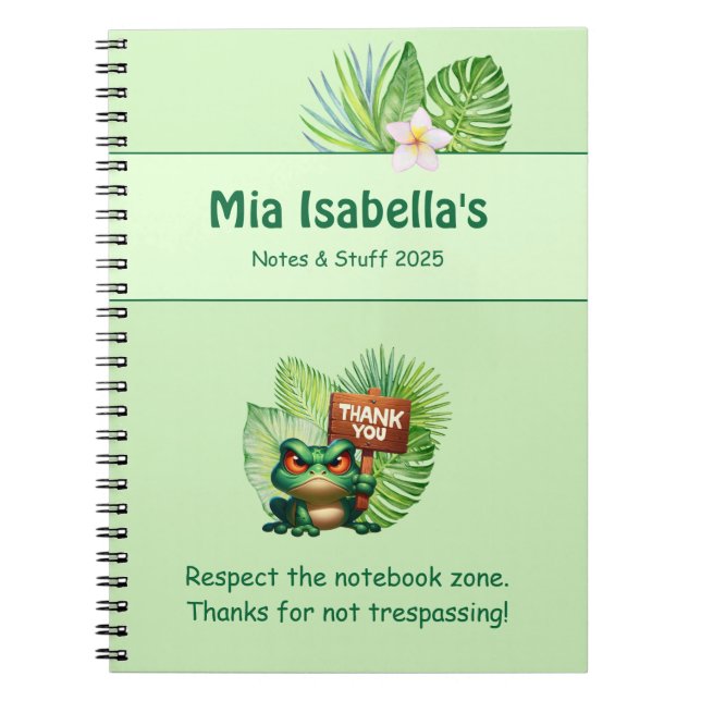 Cahier Fun de Grenouille Tropical - Personnalisabl (Devant)