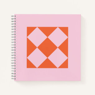 Cahier Géométrique Corail Vibrant et Rose Pastel