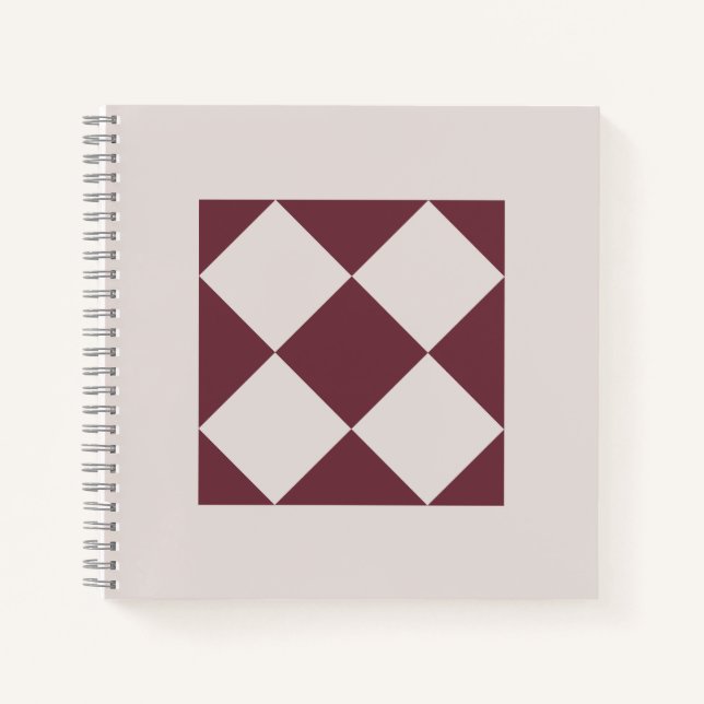 Cahier Géométrique Élégant Prune Profond et Gris P (Devant)