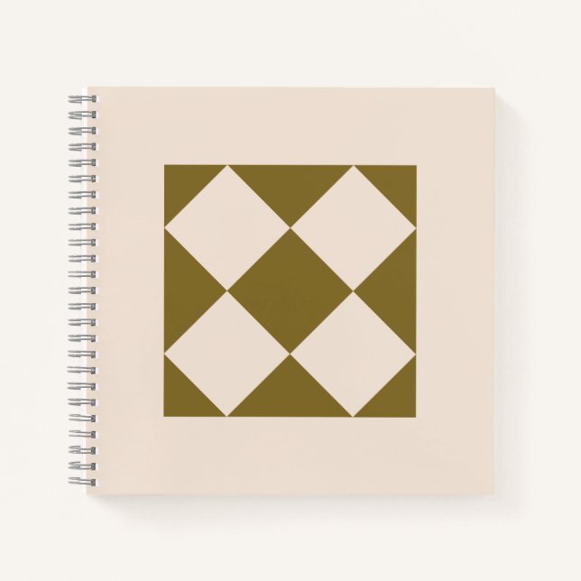 Cahier Géométrique Elégant Vert Olive & Crème (Devant)