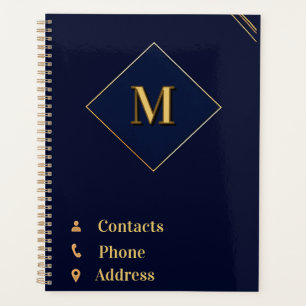🔷 Cahier géométrique Navy Gold avec icônes de con
