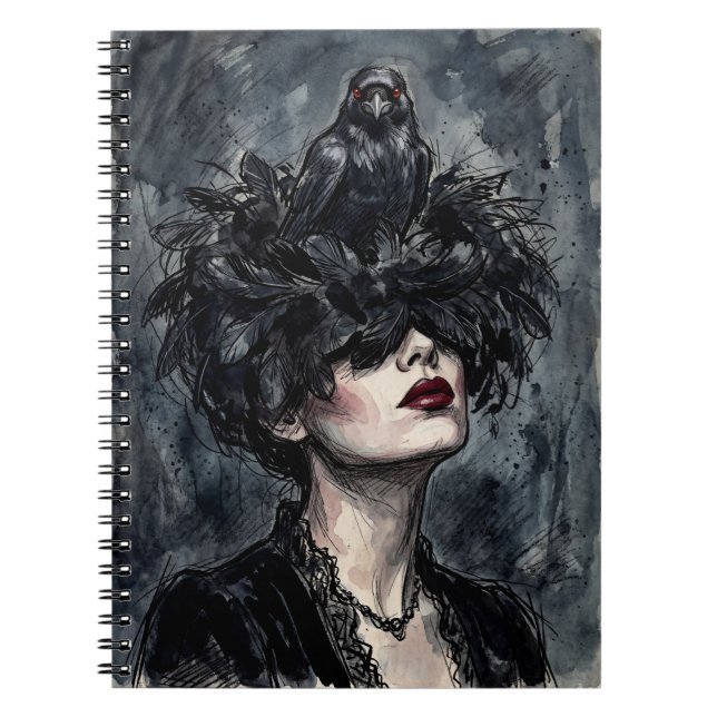 Cahier gothique : Femme avec corbeau (Devant)